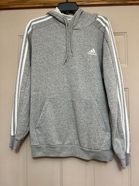 adidas Gray Hoodie with White 3-Stripes